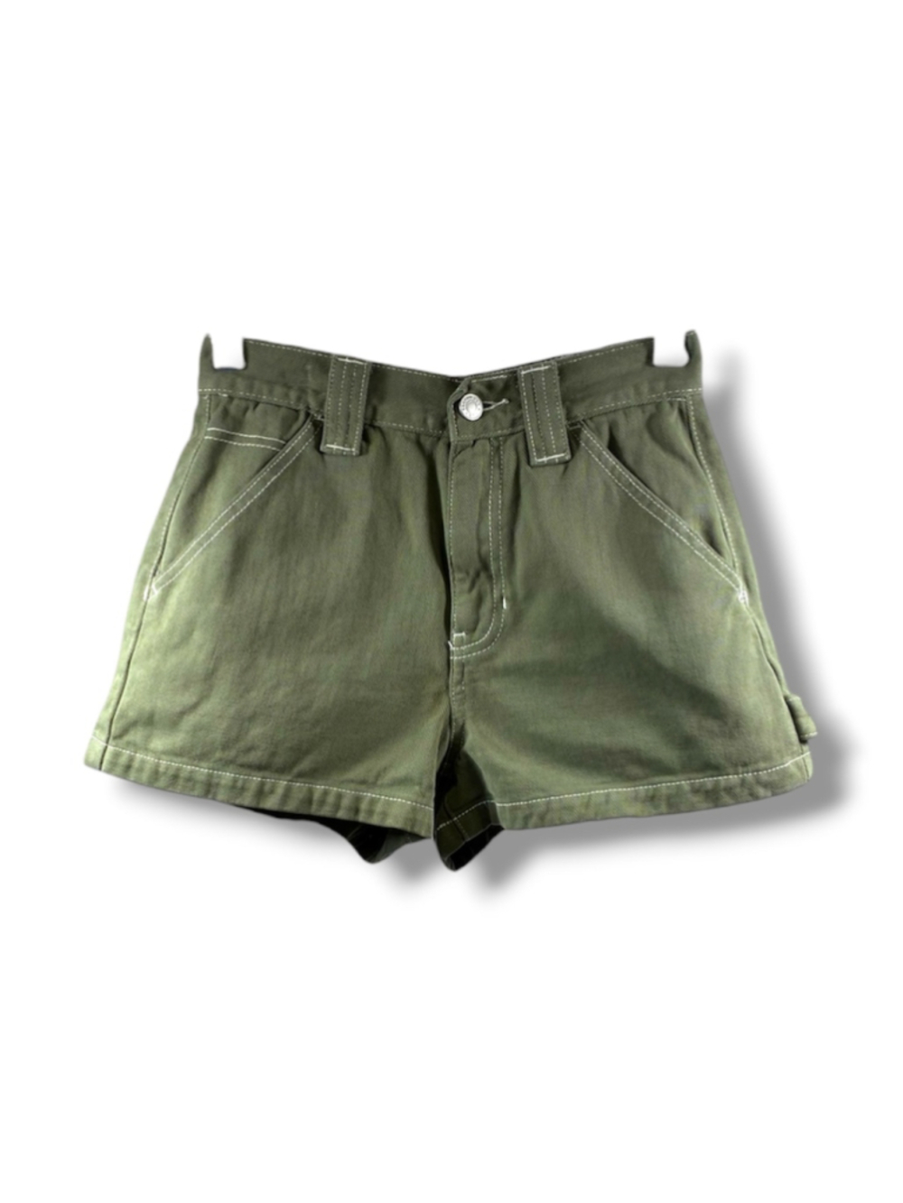 PacSun High Waist Shorts with White Stitching in Olive Green Size 26